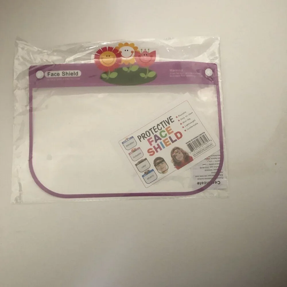 Girls Pink Flower Design Protective‎ Kid's Reusable Transparent Full Face Shield